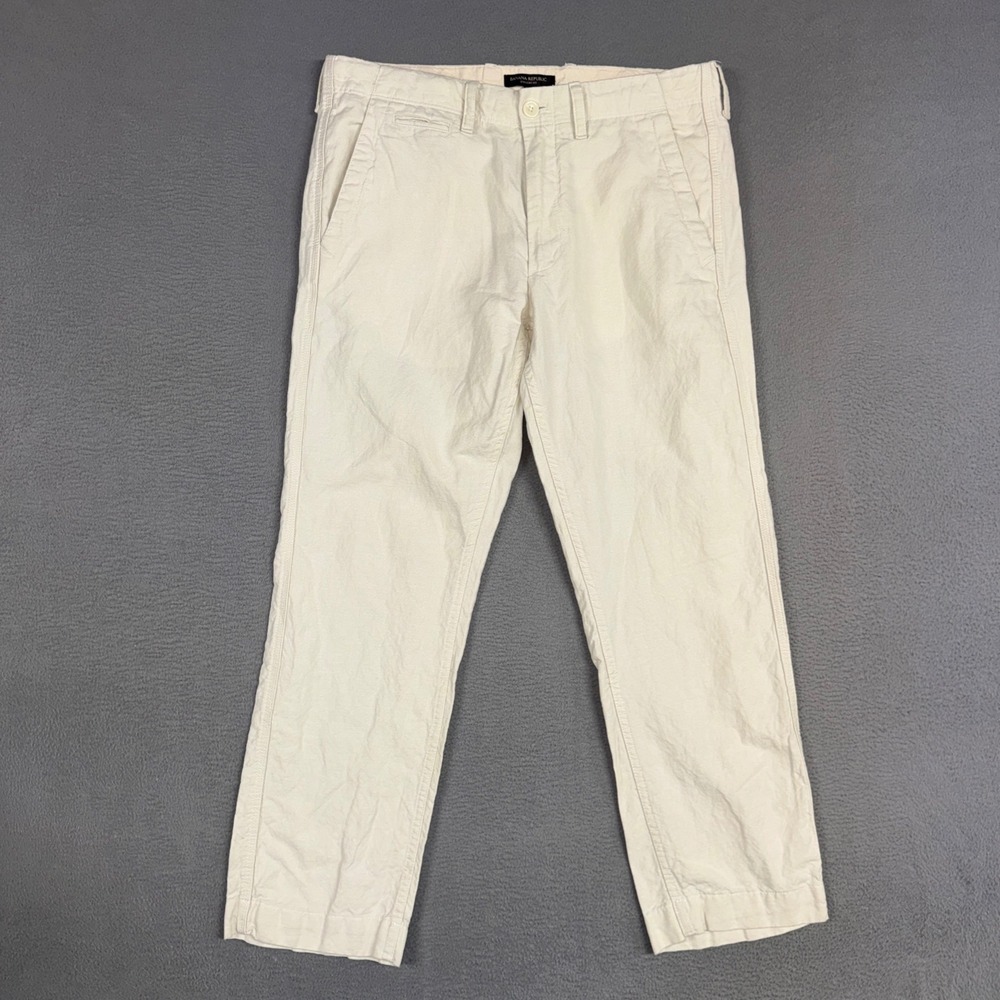 Banana Republic Pants Mens 32x30 (Fits 34x29) Cream Straight Fit Linen Cotton